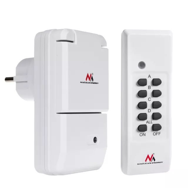 Maclean MCE158 – Juego de enchufe para exteriores IP44 con mando a distancia