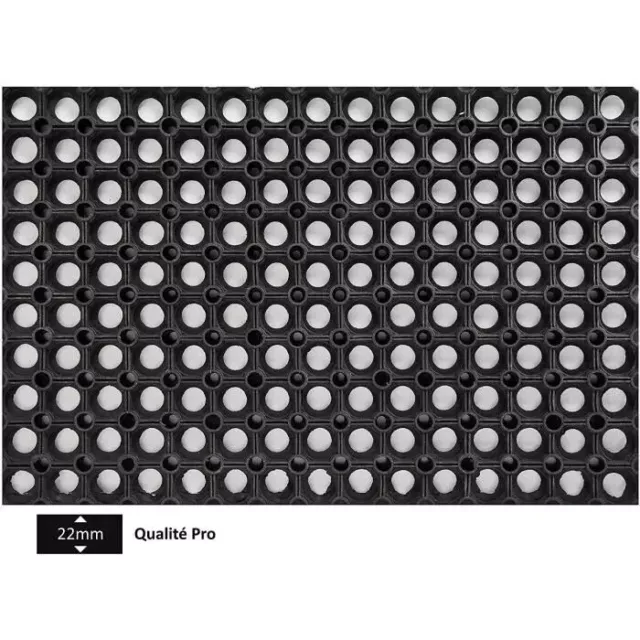 Paillasson Porte Extérieur Tapis en 100% Caoutchouc 80 x 120 x 2,2 cm Noir Uni