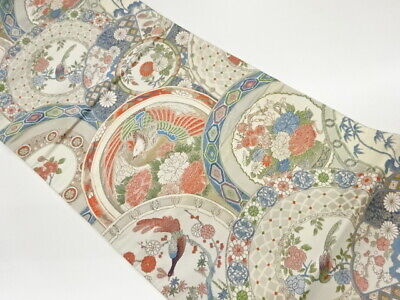 6095197: Japanese Kimono / Vintage Fukuro Obi / Woven Flower & Birds