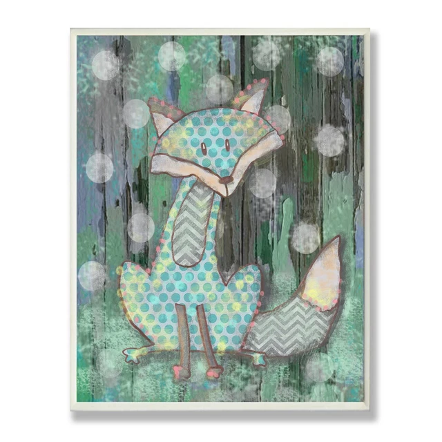The Kids Room by Stupell Distressed Woodland Fox Wood Wall Brown, Multi