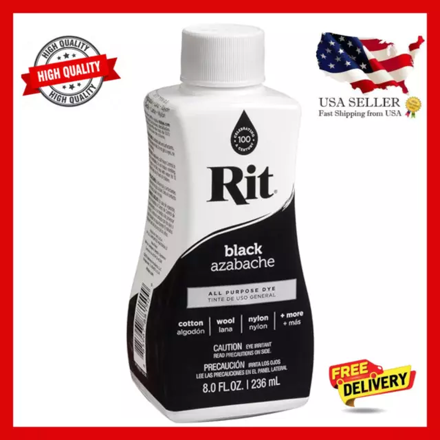 Rit Dye More For Clothes Liquid 8 Fl oz,All Purpose Paint Restore, Black Color