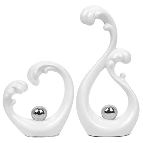 Home Decor Modern Abstract Art Ceramic Statue Ocean Waves Shape Table Decoration