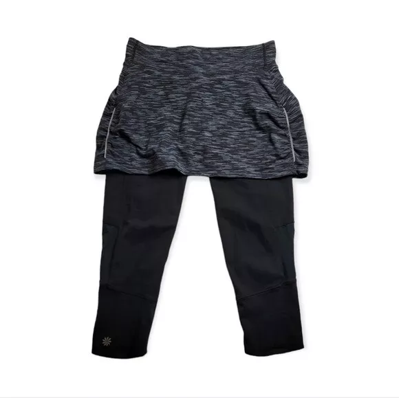 ATHLETA AURORA CONTENDER 2 in 1 Skirt Capri Size Small Black Gray  Activewear $20.00 - PicClick