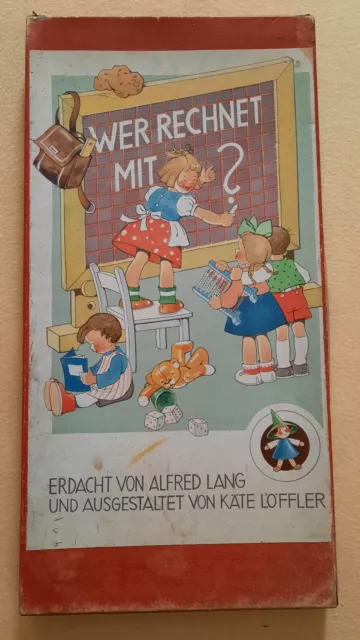 Brettspiel Wer rechnet mit? Erdacht Alfred Lang Ausgestaltet K. Löffler DDR 1960