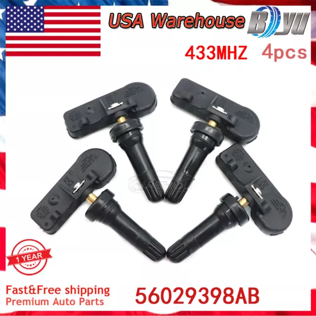 4PCS For Mopar Tire Pressure Sensor TPMS 56029398AB For Dodge Chrysler Jeep RAM