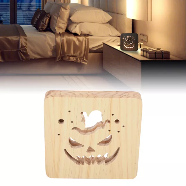 LED Night Light 3D Inventive Pumpkin Hollow Design Wooden Night Light ⊹