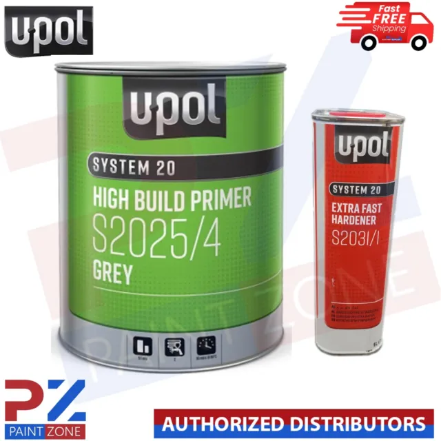 Upol High Build Primer S2025/4 Grau - Mit Extra Schnellem Härter S2031/1 5Ltr Kit