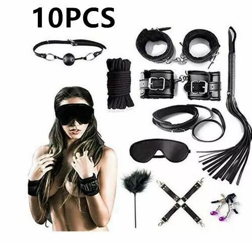 10pcs/set Adult Sex Game Toys Restraints Handcuffs Cuffs Bed Bondage BDSM Strap