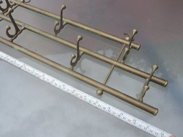 ANTIQUE COAT & HAT RACK brass ANCIEN PORTE MANTEAU PATERES DECO BISTROT