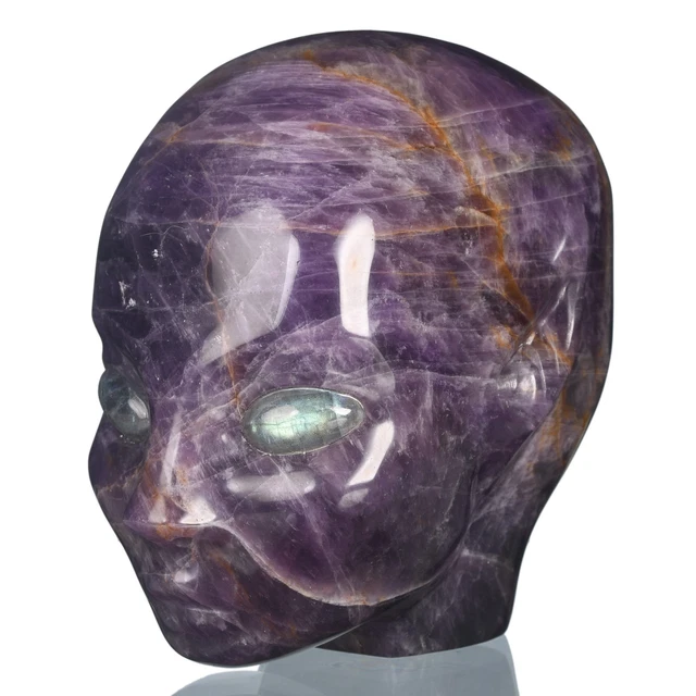 Calavera de cristal de cristal de hada tallada amatista natural de 4,02" 36B07