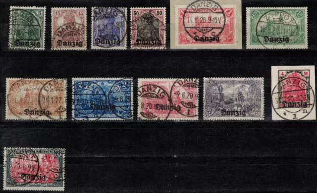 Danzig Lot aus Mi.Nr. 1-15 gestempelt, alle infla-geprüft, gut gezähnt, s.Fotos