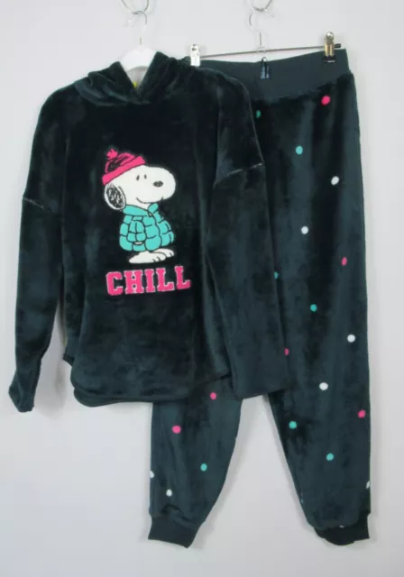 Marks & Spencer Snoopy Fleece Lounge PJ Set Green Size XS - XL - New