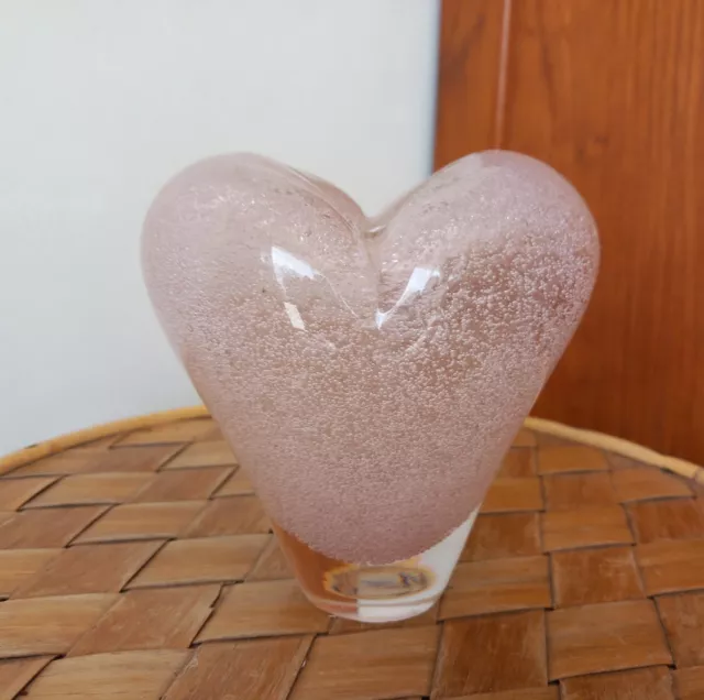 Vase En Forme De Coeur En Verre Soufflé Bullé Biot ! Murano !