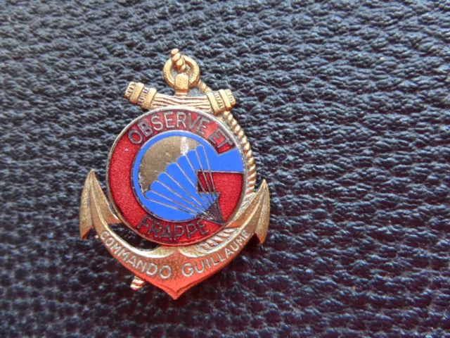 Insigne Commando Guillaume AFN Parachutiste 3° RPIMA ORIGINAL Drago G.1475 émail