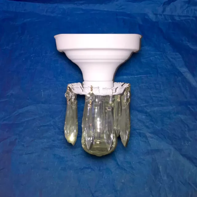 Beautiful Unique Flush Mount Bathroom Hallway Fixture Vintage Antique Prisms 13B