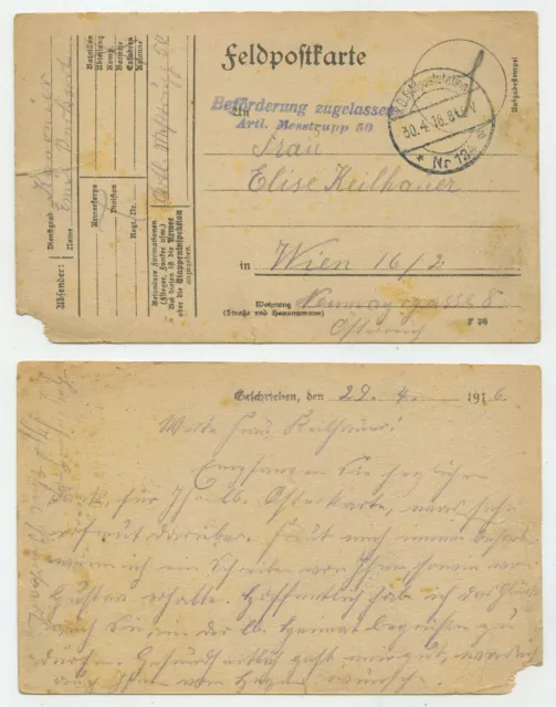97334 - Feldpostkarte - 30.4.1916 nach Wien - Zensurstempel