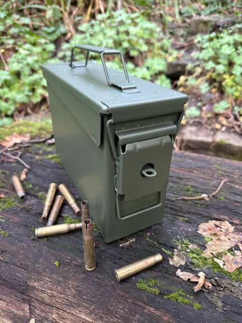 NEW 30 Cal SLIM Ammo Box New Lockable Olive Green Military Metal Personalised