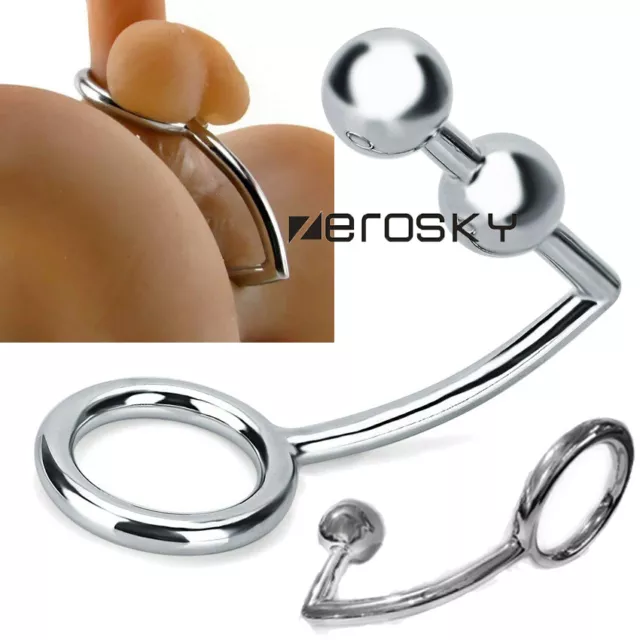 Stainless Steel-Anal-Hook-with-Anal-Beads-BDSM Anal-Hook-Metal-Butt-Plug-men gay