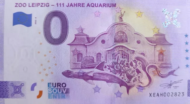 0 Euro Schein Zoo Leipzig 111 Jahre Aquarium Null Euro Schein