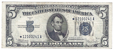 Series 1934 C $5 Five Dollar Silver Certificate Star Note Blue Seal  - S126