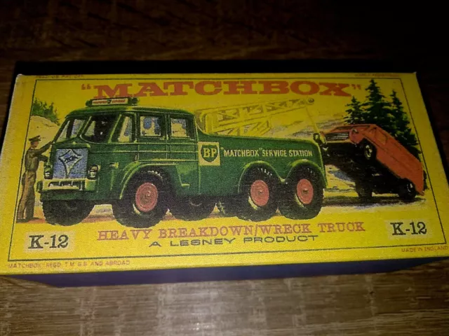 Matchbox K-12  Heavy Breakdown / Wreck Truck - Replica / Repro Box