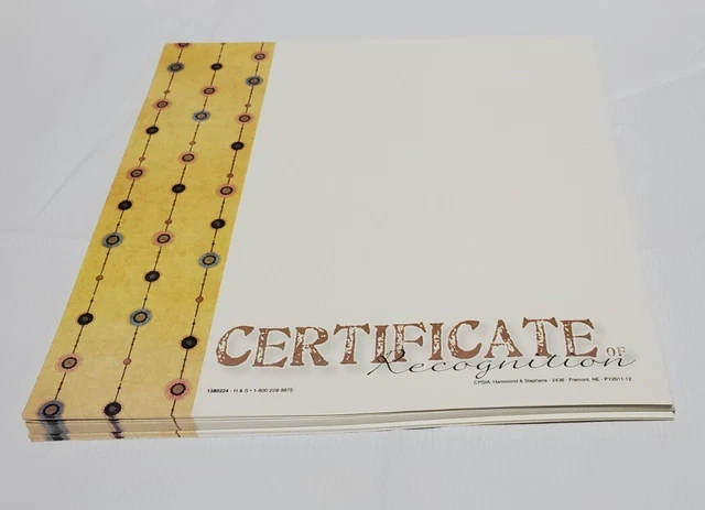 Certificate of Recognition 20 Student Certificates 8" x 8" Heavy Cardstock