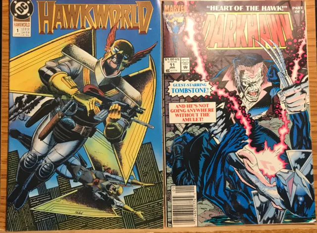 Marvel Comics DARKHAWK # 11 January 1992 & Hawkworld #1 (Jun 1990, DC)      [14]