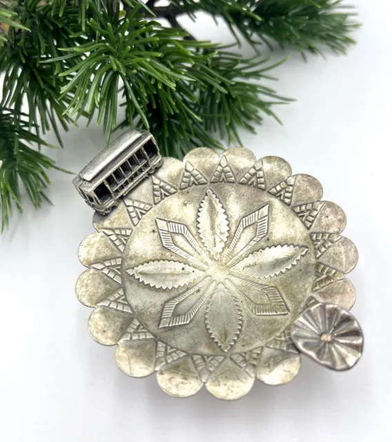 Small OLD Navajo Silver Plated Metal Flower/Geometric Design ASHTRAY