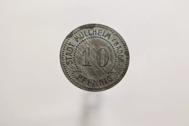 Germany War Money Token 10 Pfennig Müllheim (Baden) Zinc B19 #T2285