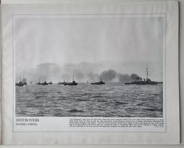1915 Ww1 Print & Text Destroying Manoeuvring Flotilla