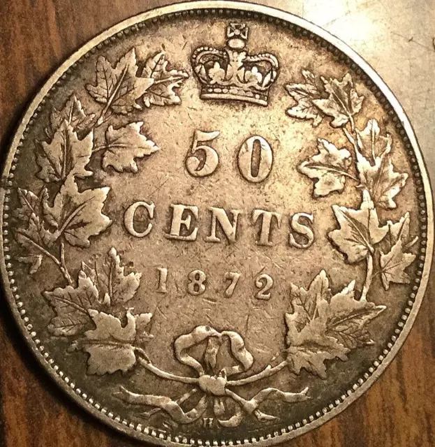 1872H CANADA SILVER 50 CENTS - Partial hole