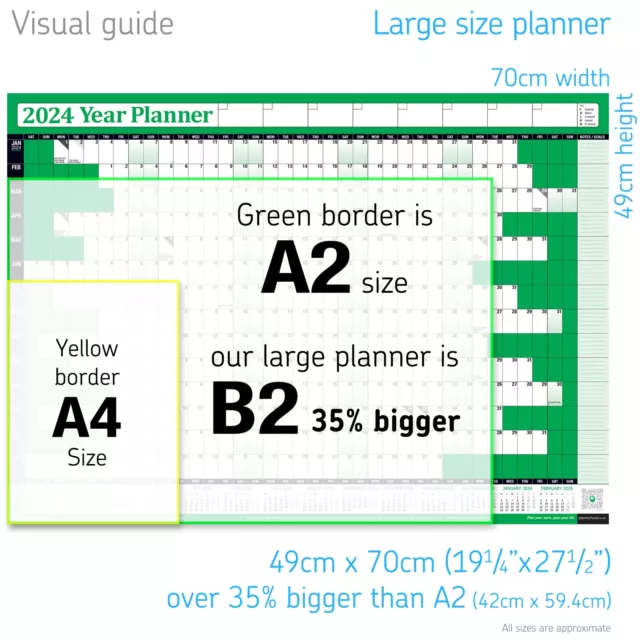 Year Planner 2024 ✔LAMINATED Calendar Wipe Clean Wall Chart Annual✔Stickers✔Pen 3