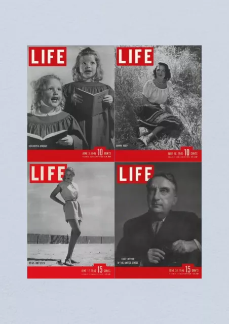 Life Magazine Lot of 4 Full Month of June 1946 3, 10, 17, 24