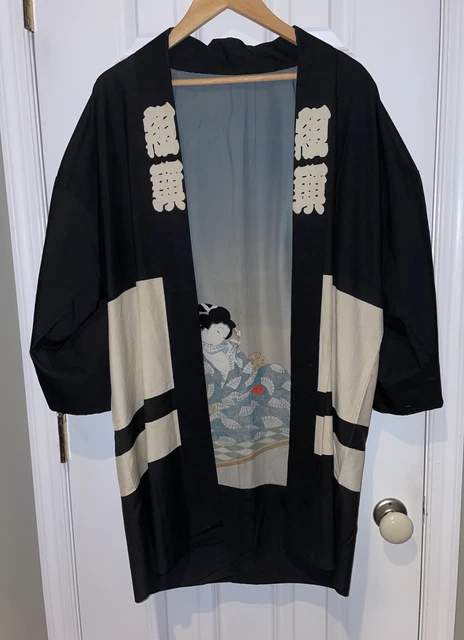 Japanese Haori - mid length Kimono. Cotton. Unique design.