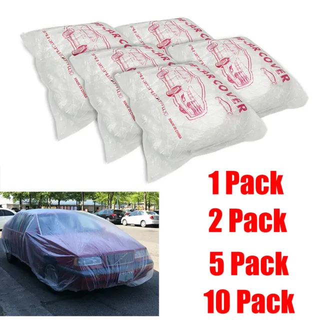 Clear Plastic Temporary Universal Disposable Car Cover Rain Dust Garage Cover US