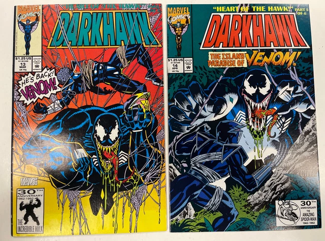 Darkhawk #13-#14 (Marvel, 1992) NM/VF Iconic Venom Covers (2 Book Lot)
