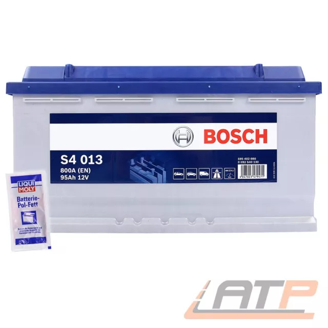 BOSCH AUTOBATTERIE 12V 95Ah STARTERBATTERIE 800A INKL LIQUI MOLY BATTERIEPOLFETT