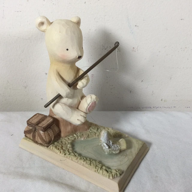 Seagull Studios Heartstring Teddies ~ My First Fish, Teddy With Fish Figurine