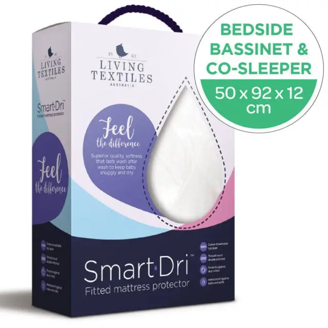 Living Textiles | Smart-Dri Waterproof Mattress Protector - Bedside Bassinet/...