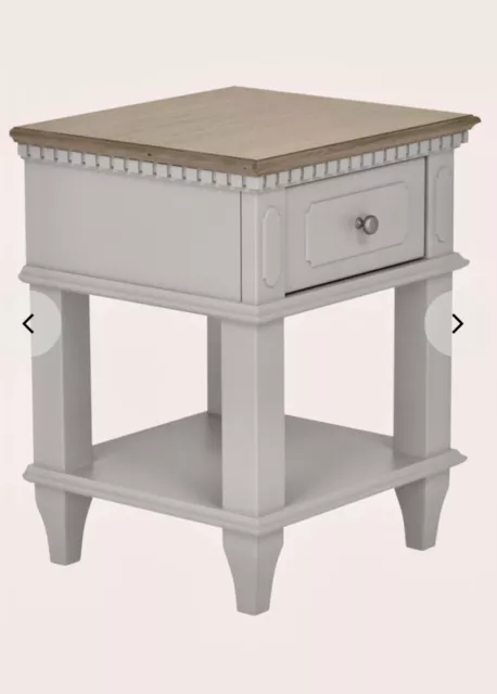 BNWT Pair of Laura Ashley Hanover 1 Drawer Bed Side Tables Pale French Grey £650 2
