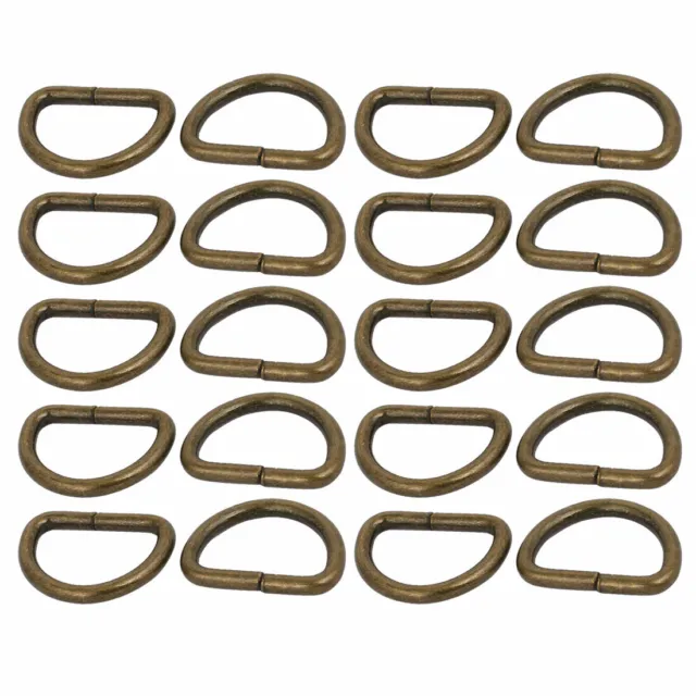 20mm Inner Width Metal Half Round Shaped Non Welded D Ring Bronze Tone 20pcs