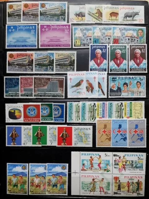 PHILIPINES 14 complete sets +1v from the 1970s MNH ,Marcos era