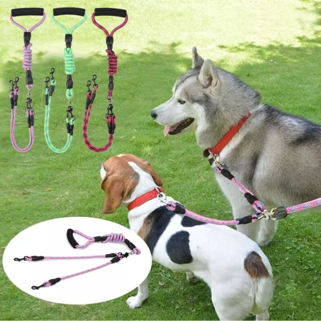 2 Way Rope Dog Pet Lead Leash Handle Splitter Coupler Clip for Collar