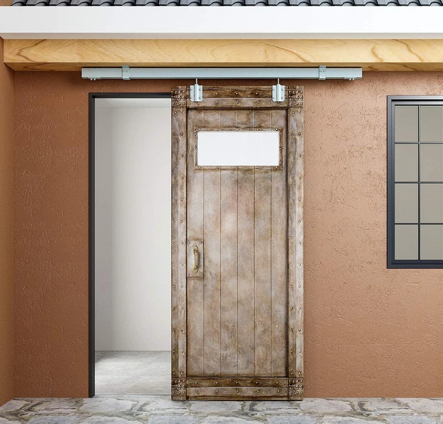 DIYHD 6FT Raw Material Galvanized Box Track Ceiling Mount Sliding Barn Door for