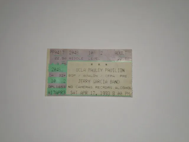 Jerry Garcia Band-Grateful Dead Concert Ticket Stub 1993-Pauley Pavilion-CA