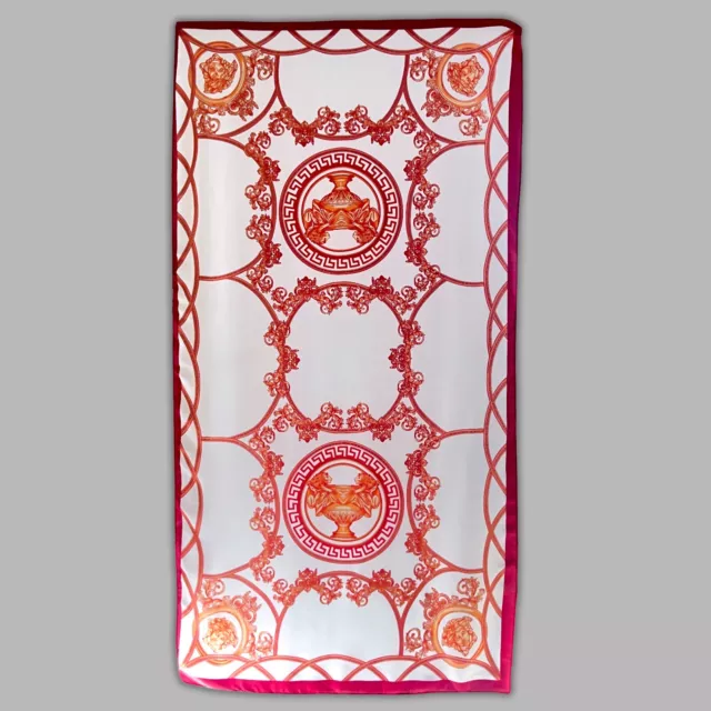 Luxurious Long Designer Silk Stole Shawl Wrap Scarf Medusa Baroque-Style Print 3