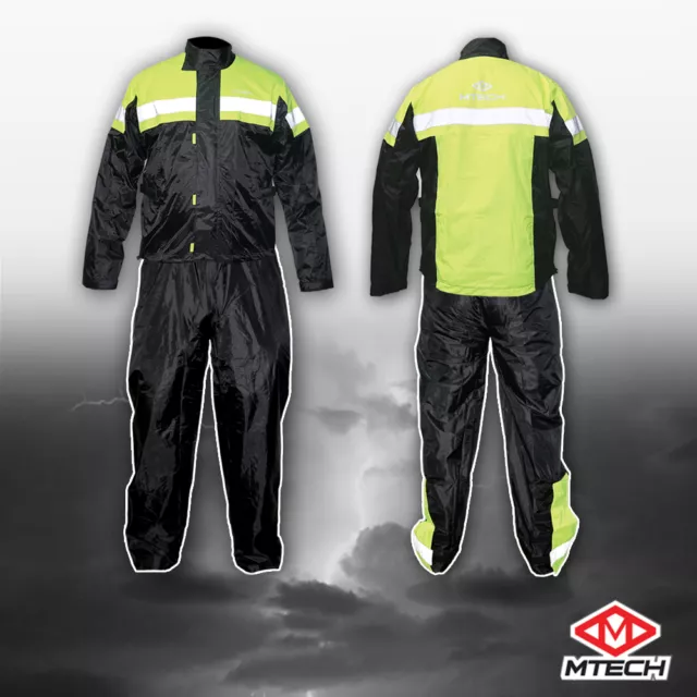 Motorcycle Rain Suit Rain Wet Weather Pants Jacket 2 PC Suit 100% Water Proof