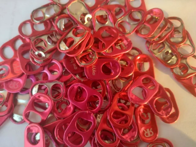 100 Hot Pink Fuchsia Aluminum Can Tabs Assorted Pull Tabs Pop Tops Soda