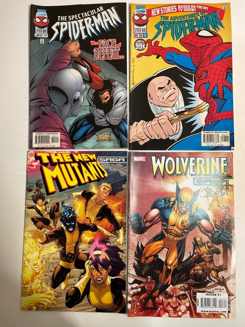 marvel 4 comic lot (spiderman, wolverine, new mutants) fine