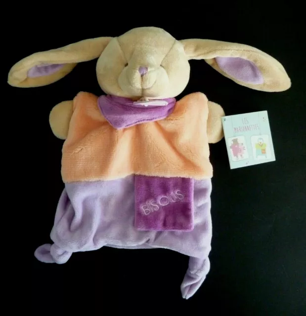 P1 - Doudou Et Compagnie Marionnette Secrets Lapin  Orange Mauve Bisous Neuf